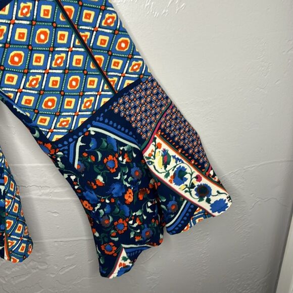 Anthropologie Hazel boho bell sleeve patchwork blouse top small petite - Picture 3 of 4